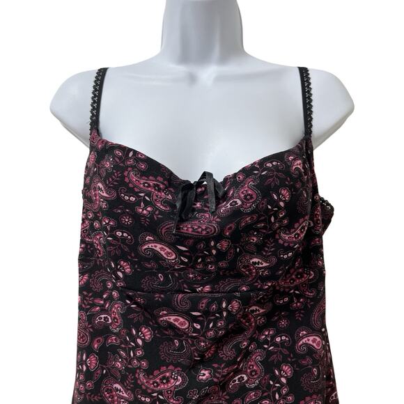 VTG Currants Paisley Mesh Sheer Babydoll Mini Dress Size L Whimsigoth Fairy Y2K - Picture 3 of 6